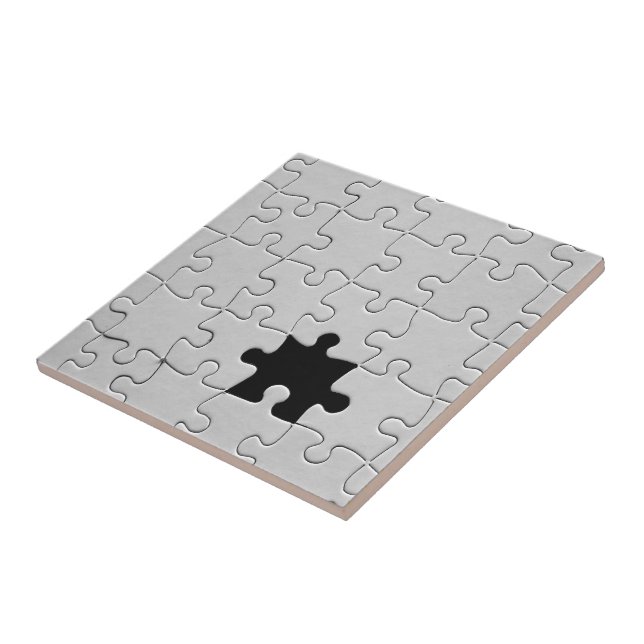 Missing Jigsaw Puzzle Piece White Ceramic Tile (Side)