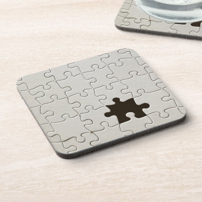 Missing Jigsaw Puzzle Piece White Coaster (Left Side)