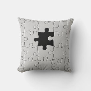 Missing Jigsaw Puzzle Piece White Cushion