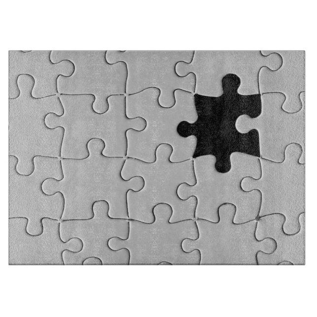 Missing Jigsaw Puzzle Piece White Cutting Board (Front)