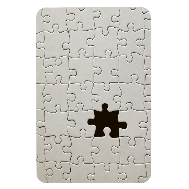 Missing Jigsaw Puzzle Piece White Magnet (Vertical)