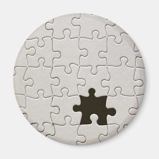 Missing Jigsaw Puzzle Piece White Magnet (Front)