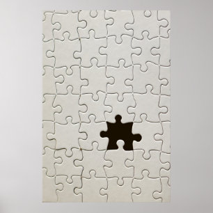 Missing Jigsaw Puzzle Piece White Poster