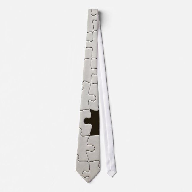 Missing Jigsaw Puzzle Piece White Tie (Front)