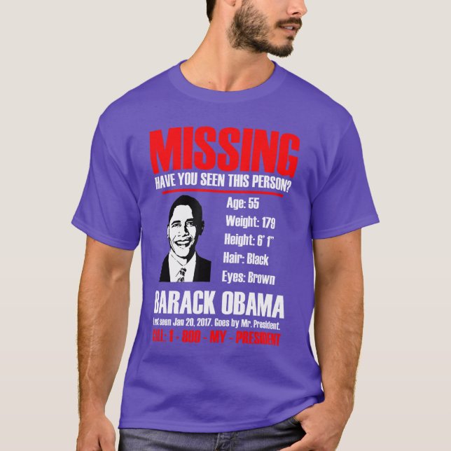Missing Obama T Shirt (Front)