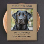Missing Pet Custom Photo Flyer<br><div class="desc">A flyer for a missing pet (dog, cat, rabbit and any animal) with a kraft brown background, customisable texts and a reward text in red that you can delete, if you don't need. Don't forget to upload a clear and recent photo of your pet, showing its unique features to aid...</div>