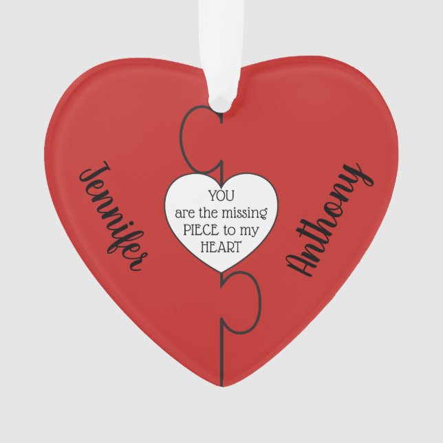 Missing Piece Couples Christmas Acrylic Ornament (Front)