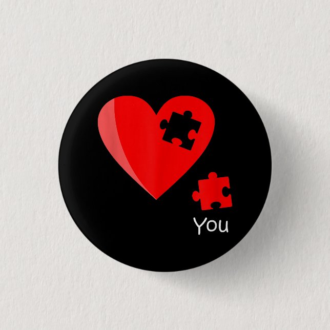 Missing Piece Heart Puzzle Valetines Day Shirt Gif 3 Cm Round Badge (Front)