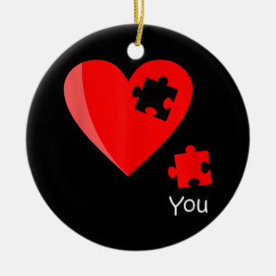 Missing Piece Heart Puzzle Valetines Day Shirt Gif Ceramic Ornament