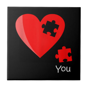 Missing Piece Heart Puzzle Valetines Day Shirt Gif Ceramic Tile