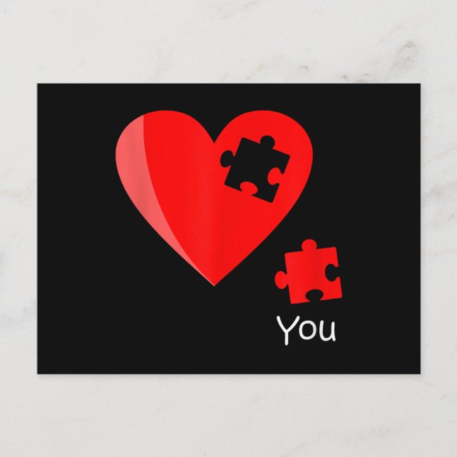 Missing Piece Heart Puzzle Valetines Day Shirt Gif Postcard (Front)