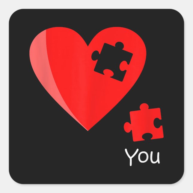 Missing Piece Heart Puzzle Valetines Day Shirt Gif Square Sticker (Front)