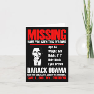 Missing President Obama T Shirt Card