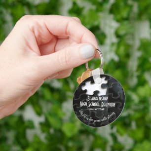 Missing Puzzle Piece Black White Class Reunion  Key Ring
