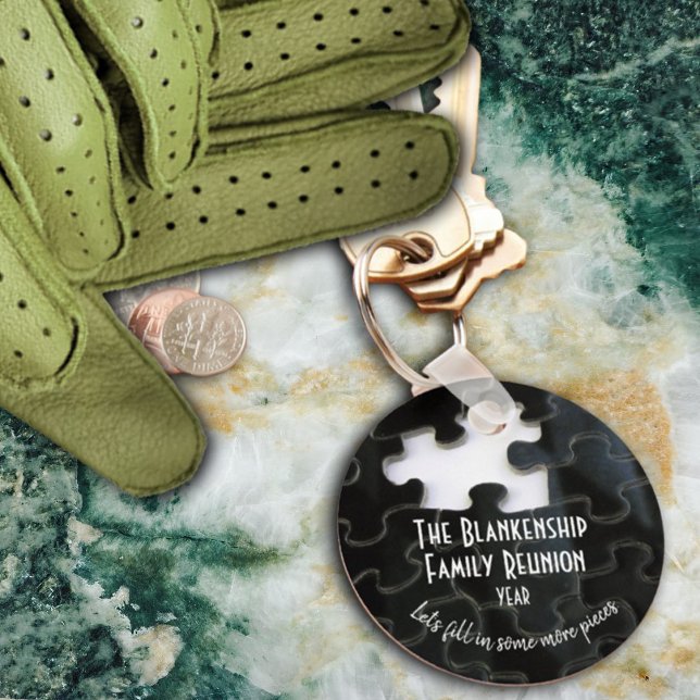 Missing Puzzle Piece Black White Family Reunion Key Ring (Creator Uploaded)