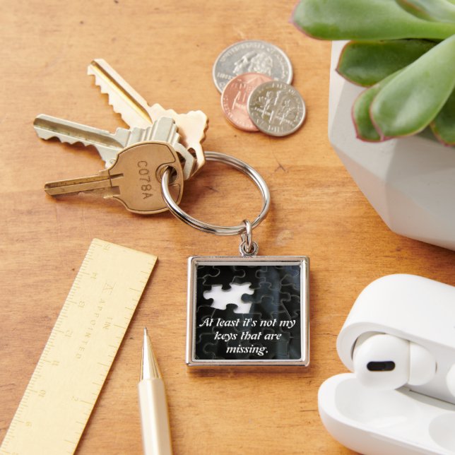 Missing Puzzle Piece Black White Photo Custom Key Ring (Desk)