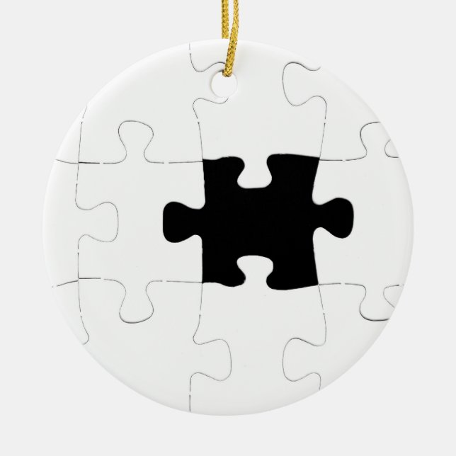 Missing Puzzle Piece Ceramic Tree Decoration (Front)
