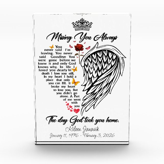 Missing You Always Memorial Photo Block (Front)