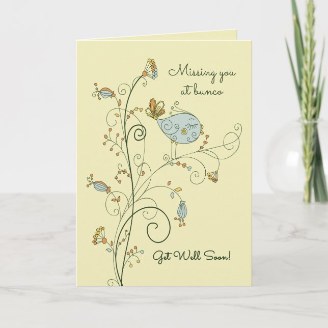 Missing You at Bunco-Get Well Soon Card (Front)