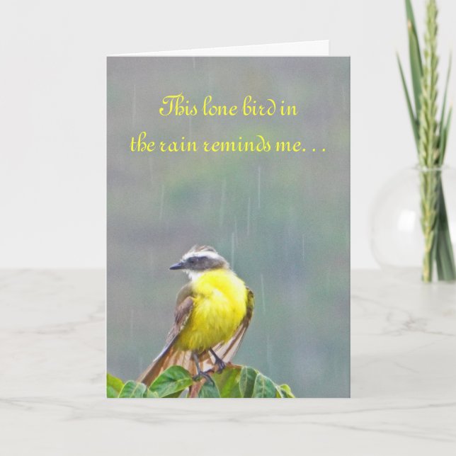 "MISSING YOU"/BRIGHT YELLOW BIRD IN RAIN CARD (Front)