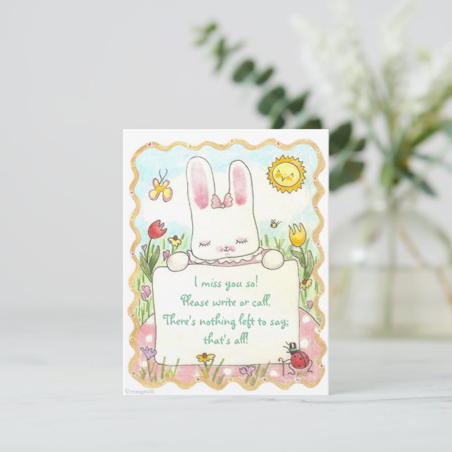 Missing You Bunny Greeting Card (Standing Front)