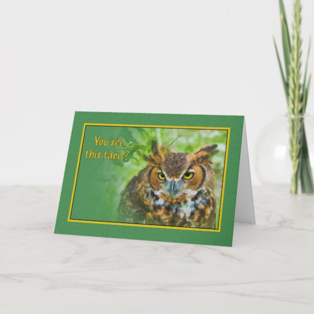 Missing You Card with Great Horned Owl (Front)