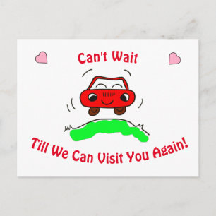 Missing You Cartoon Car Visit Postcard