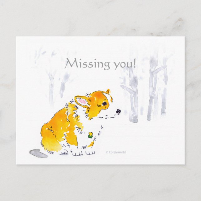 Missing You Corgi Postcard (Front)