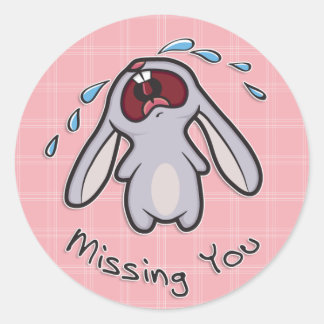 Missing You - Crying Bunny Sticker