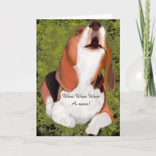 Missing You! Cute Beagle's Howl Folded Card (Front)
