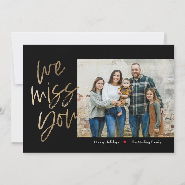 Missing You Editable Colour Holiday Photo Card (Front)