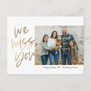Missing You Editable Colour Holiday Photo Postcard
