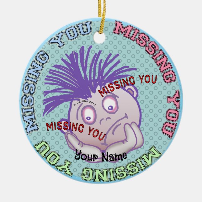 Missing You Face  Ceramic Ornament (Front)