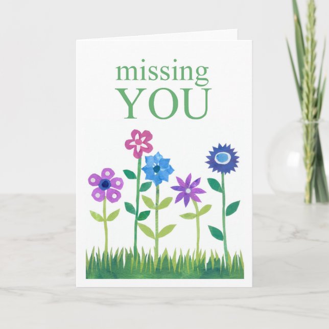 'Missing You' Flower Power Greeting Card (Front)