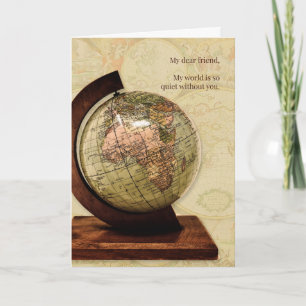 Missing You Friend Old World Map Vintage Styling Card