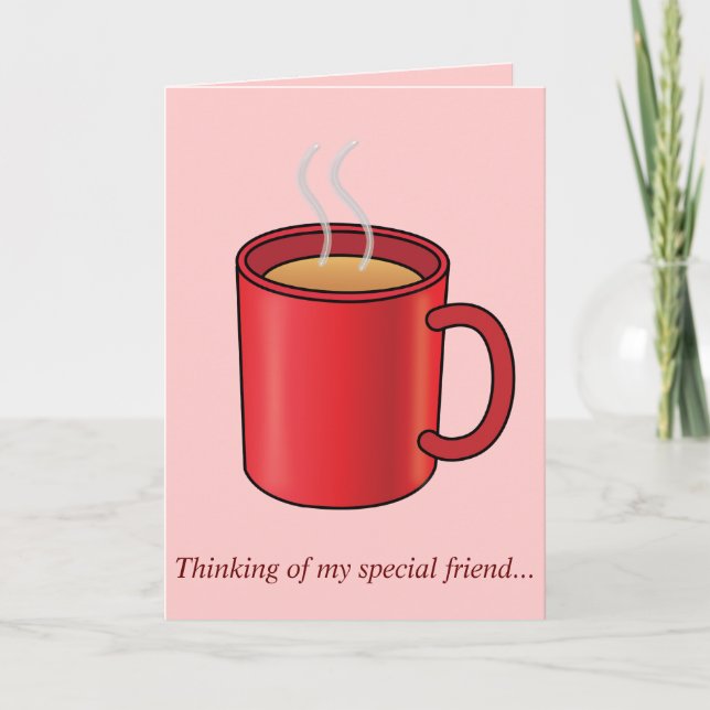 Missing You Friend: Red Coffee Mug Card (Front)