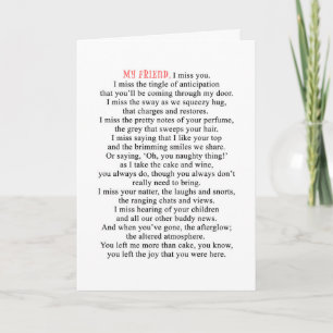 Missing You Friendship Card