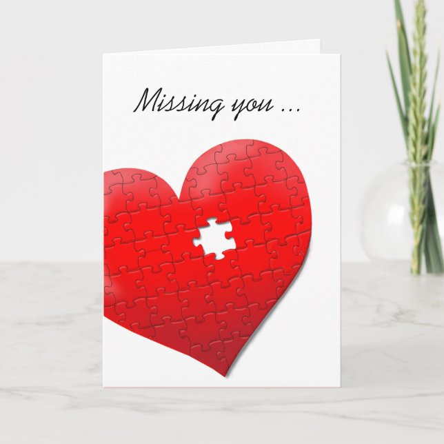 Missing you heart jigsaw puzzle card (Front)