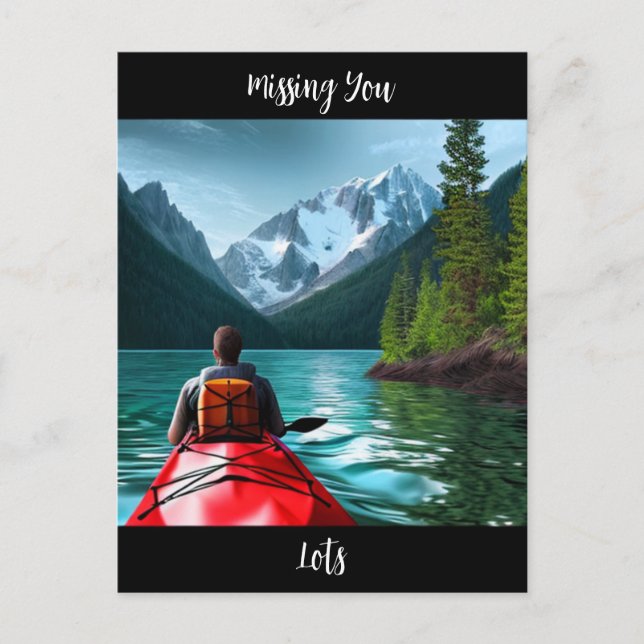 Missing You | Keeping in Touch Kayaking Themed Postcard (Front)