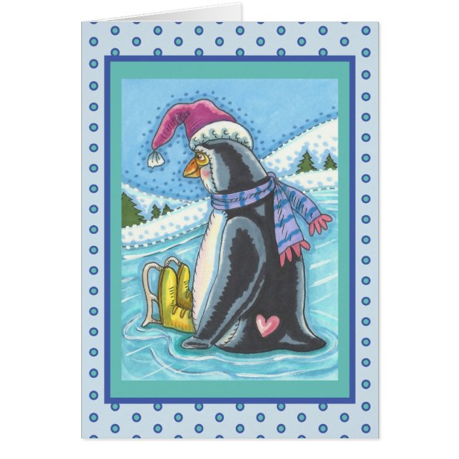 MISSING YOU LONELY PENGUIN HOLIDAY GREETING CARD V (Front)