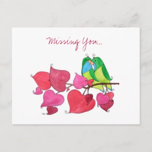 Missing You, Love Birds Postcard