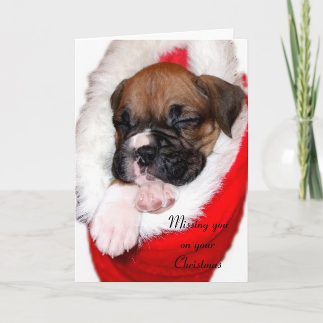 Missing you on Christmas boxer greeting card (Front)