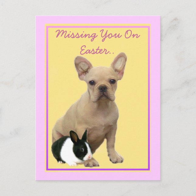 Missing you on  Easter French bulldog postcard (Front)