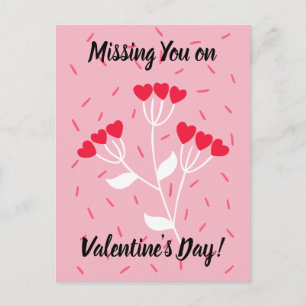 Missing You on Valentine's Day Heart Bouquet Holiday Postcard