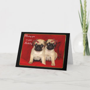 Missing you on your birthday puppies greeting card