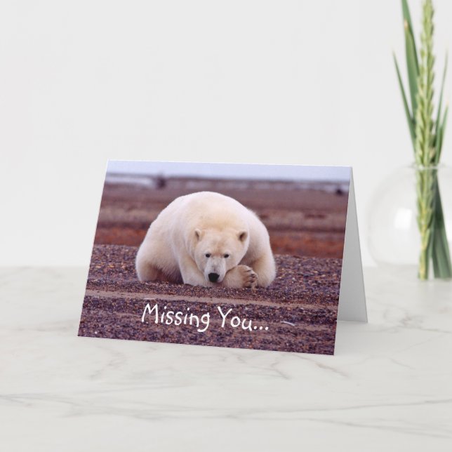 Missing You Polar Bear Card - Customisable (Front)