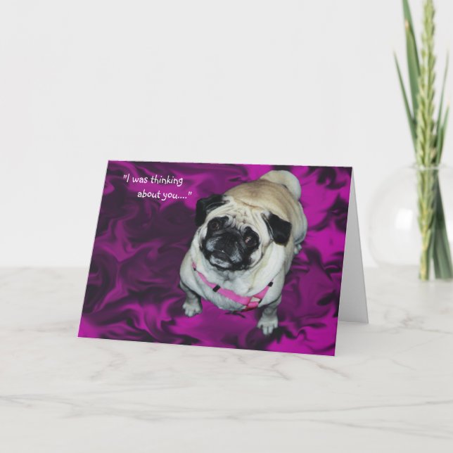 "Missing You" Pug Greeting Card (Front)