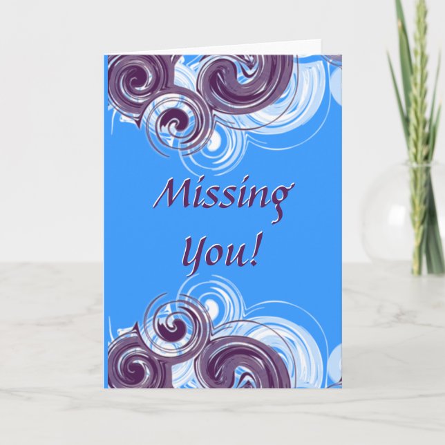 Missing You Purple Wave Custom Cover Blank Inside  Card (Front)