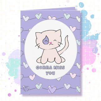 Missing You Sad Cat Cartoon Funny Saying Card