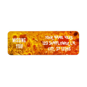 MISSING YOU! SUNFLOWERS RETURN ADDRESS LABEL